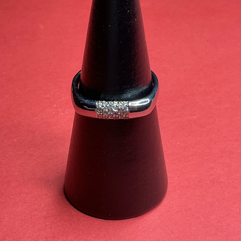 Bomb Party RBP6782 “Eccentric Details” Cubic Zirconia on Hematite Sz 10 Ring NWT